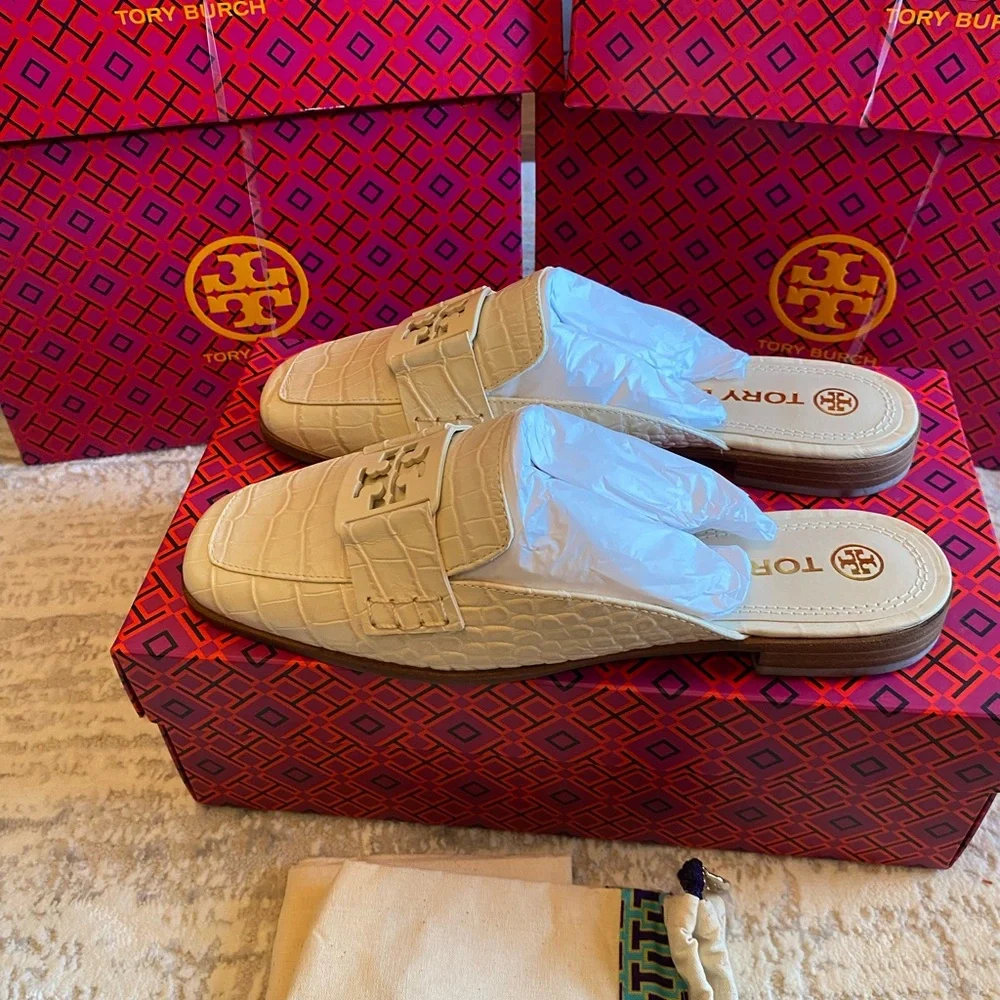 Tory Burch Georgia Croc-Embossed Loafer Mule